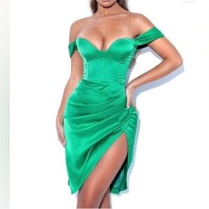 Miss Circle Hedy Green Satin Corset Dress XS